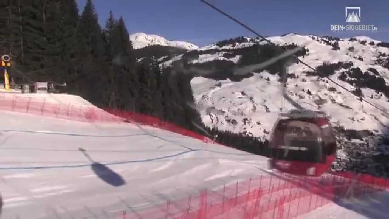 Saalbach Hinterglemm: Fahrt mit der Zwölferkogelbahn über die WM-Abfahrt 