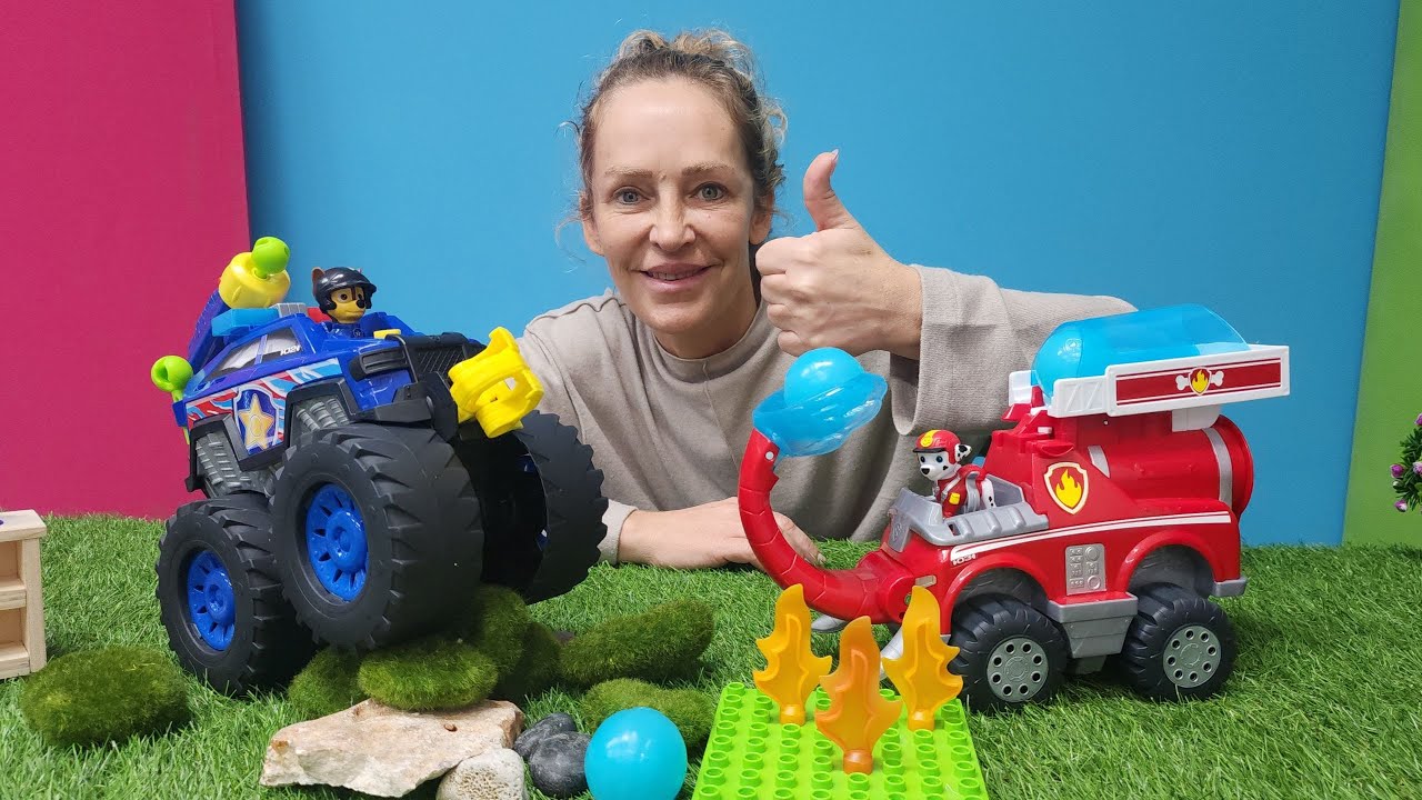 Neue Paw Patrol Spielzeugautos - Chase und Marshall absolvieren ein Training - Spielspa&szlig; mit Nicole