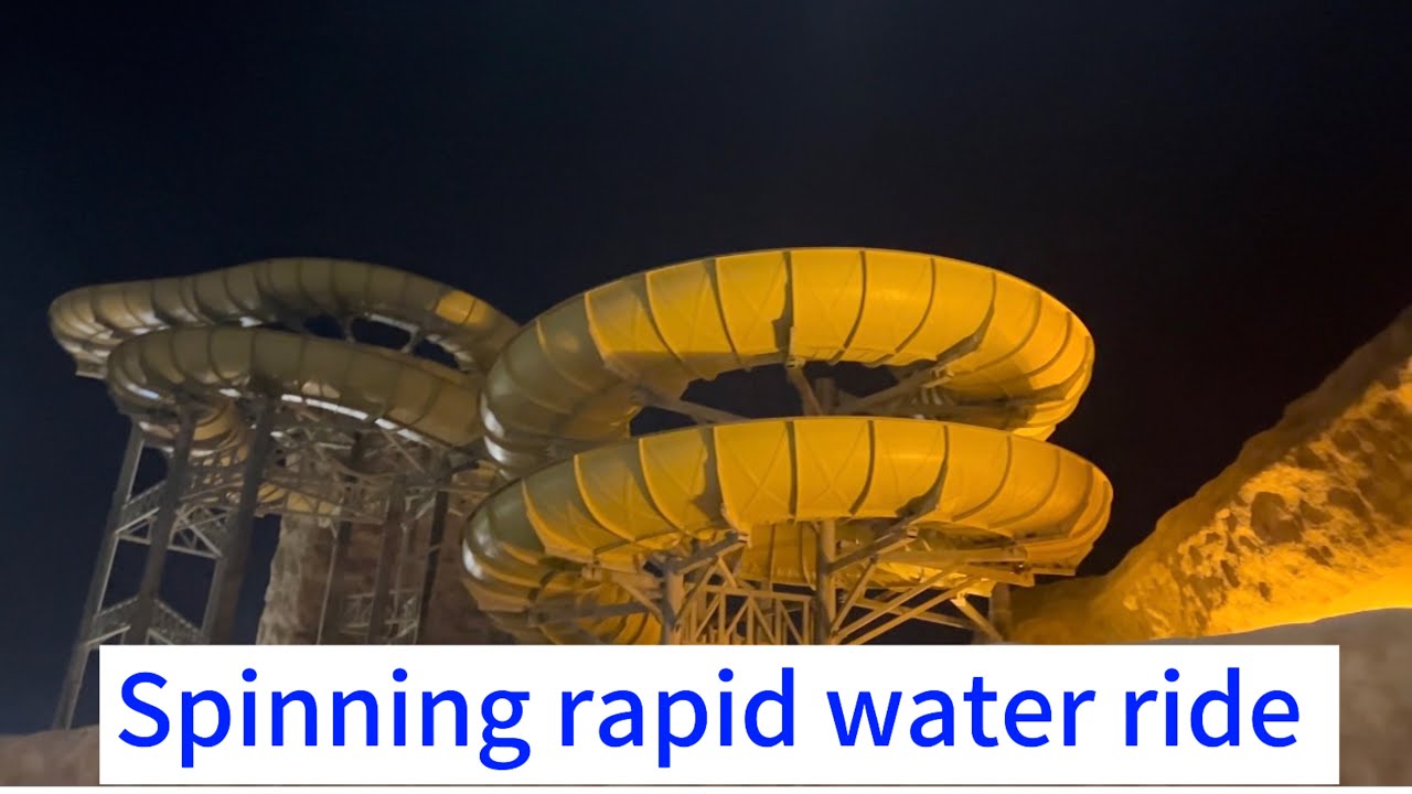 Spinning rapid crazy water slide at desert falls water and adventure park // refreshments time guys