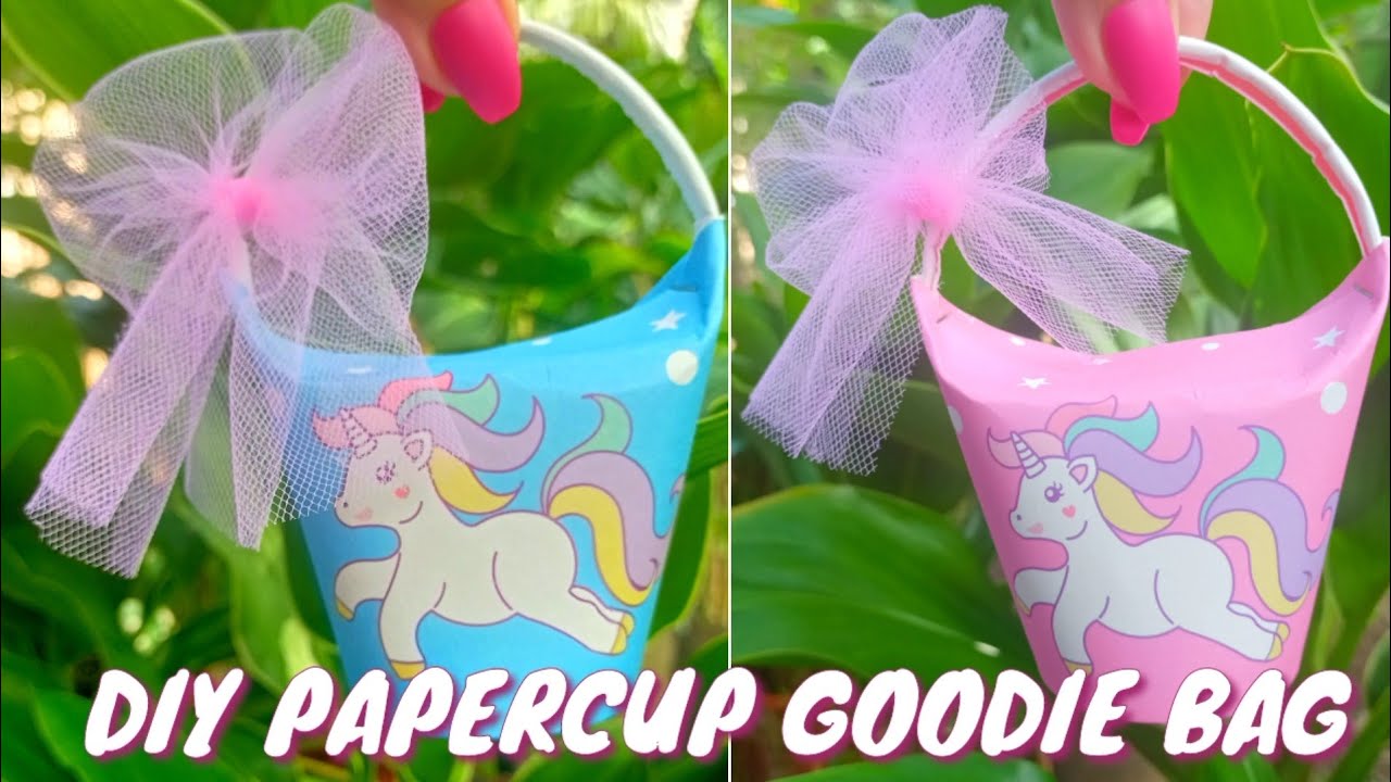 DIY CANDY BAG || UNICORN PAPER CUP GOODIE BAG || UNICORN GIFT BAG IDEAS || GIVEAWAYS, LOOTBAG IDEAS