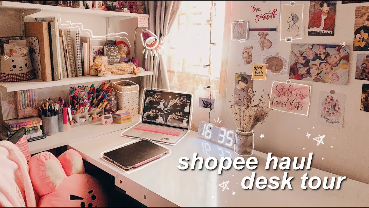 shopee haul + desk tour 📚