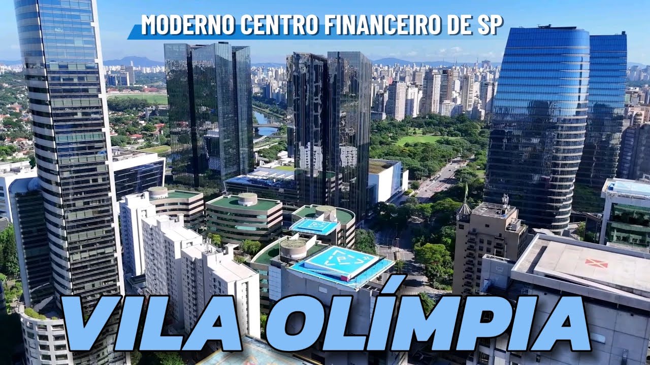 Drone na Vila Olímpia, um dos principais e mais modernos centros financeiros de São Paulo