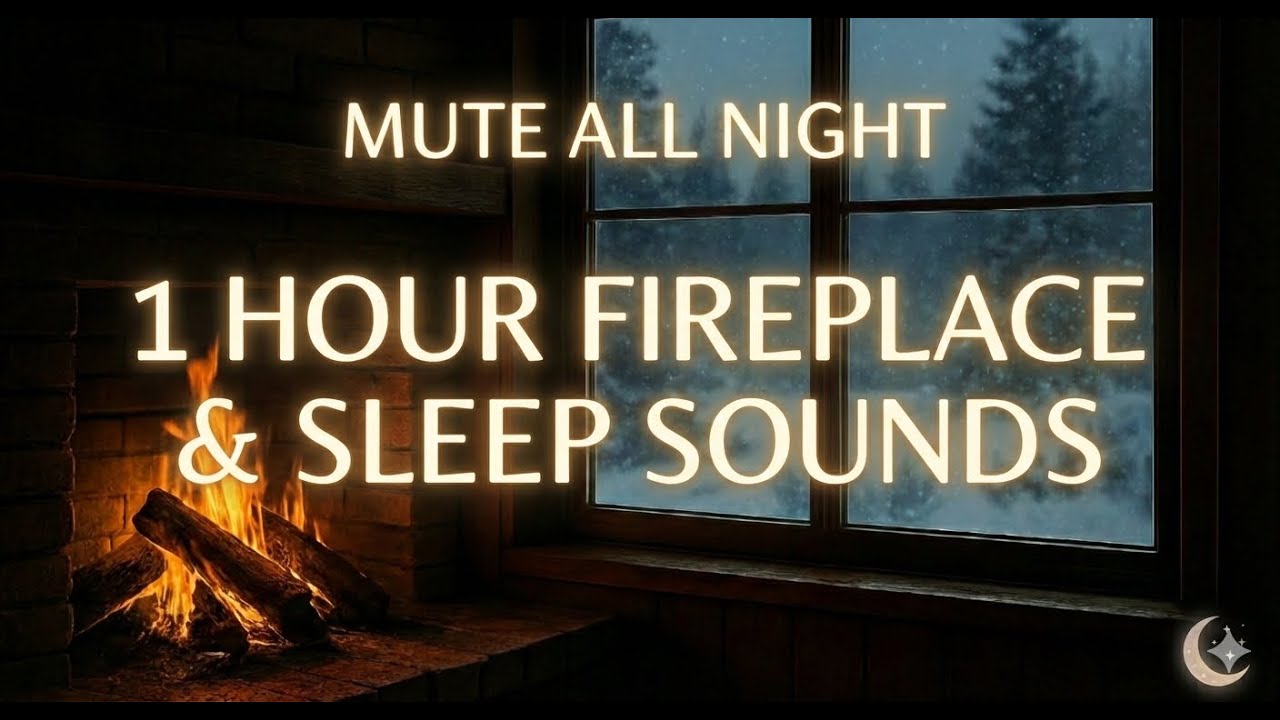 1 Hour Cozy Fireplace with Crackling Fire Sounds for Deep Sleep | 벽난로 장작 타는 소리 불멍