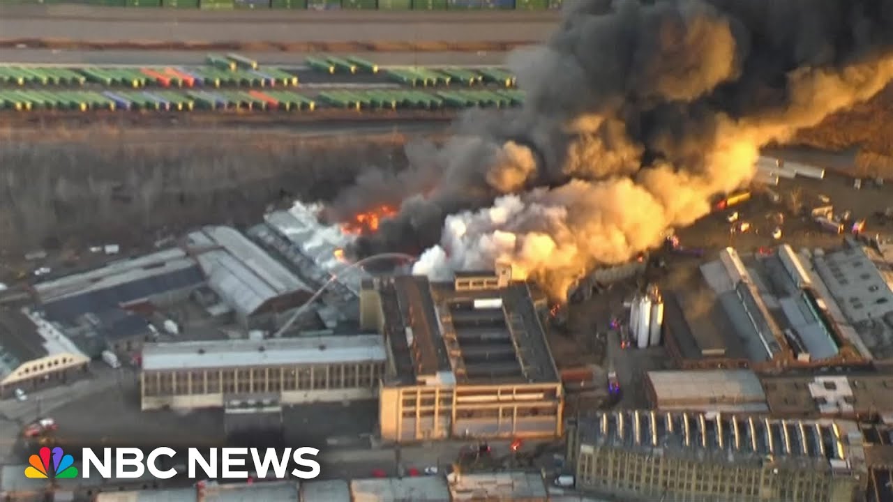 New Jersey factory partially collapses after massive fire