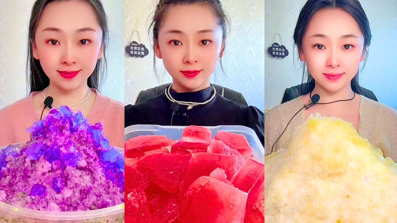 Purple Crystal Ice Dessert Red Jelly Cubes and Yellow Sweet Ice