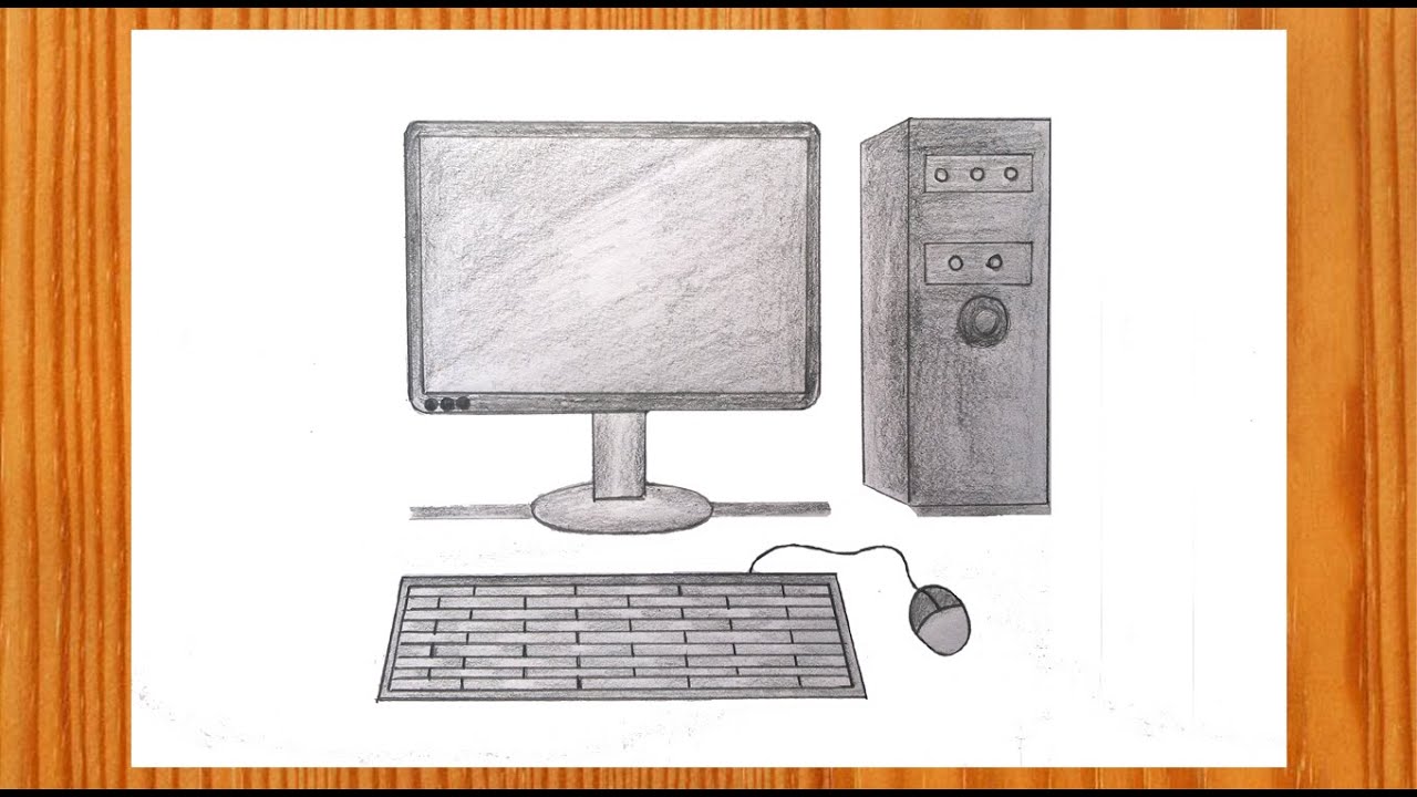How to Draw Desktop Computer | Step by Step Easy. 🖥 Computer Drawing  for Beginners