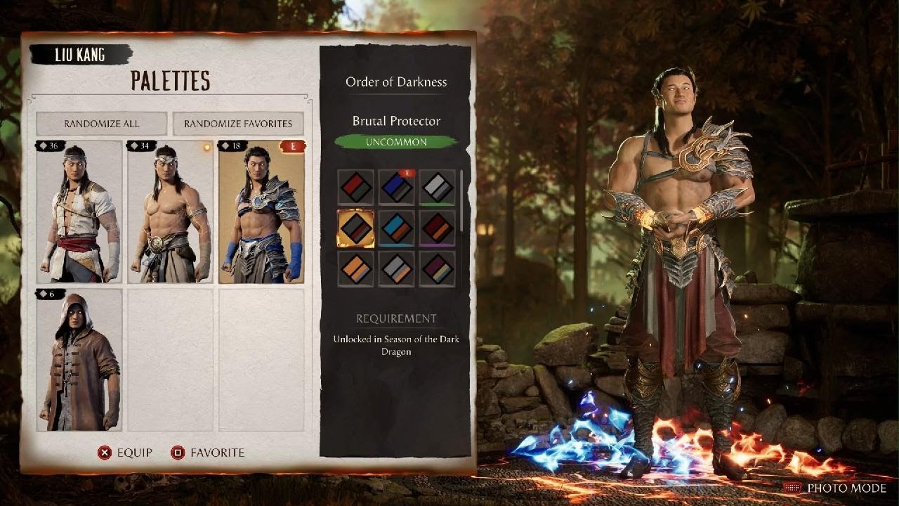 Mortal Kombat 1 liu kang order of darkness skins updated