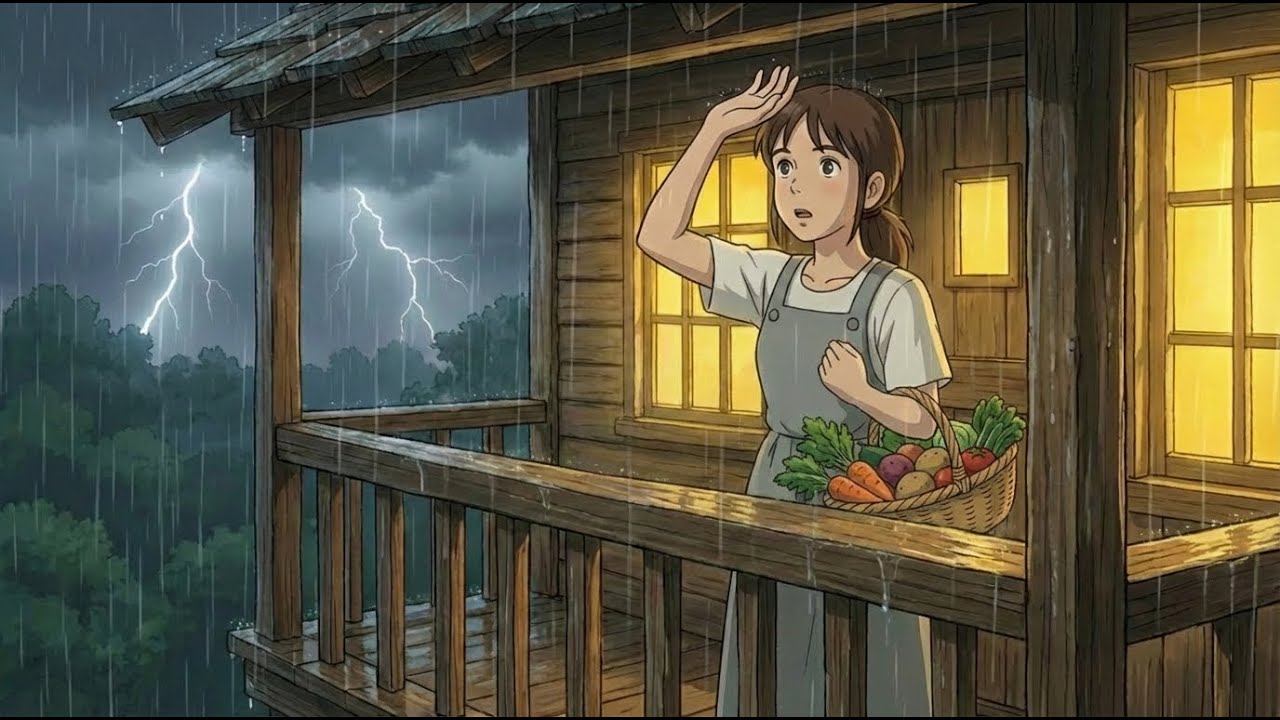 🌧️ Rainy Day at the Treehouse | Calm Cinematic Nature Moments (Ghibli vibes )