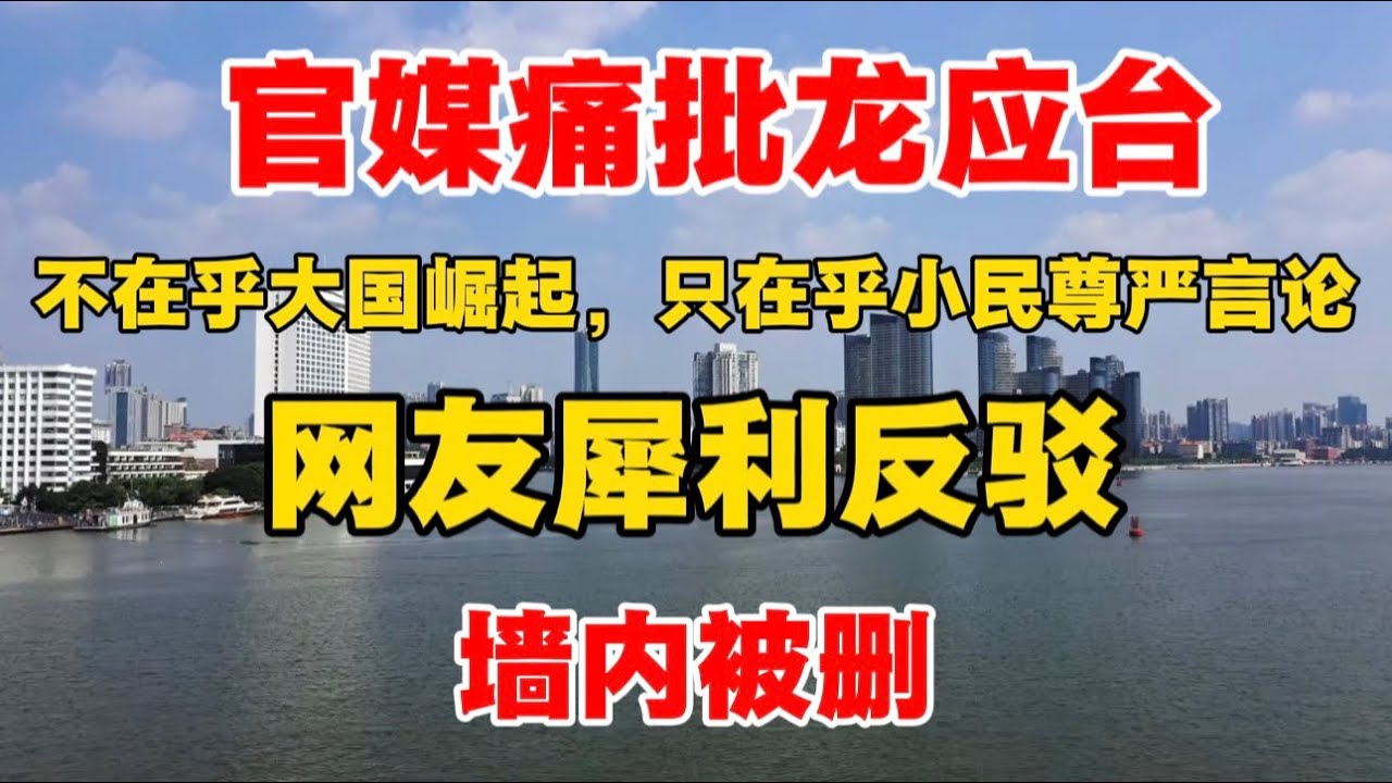 官媒痛批龙应台“不在乎大国崛起，只在乎小民尊严”言论，网友犀利反驳！墙内被删