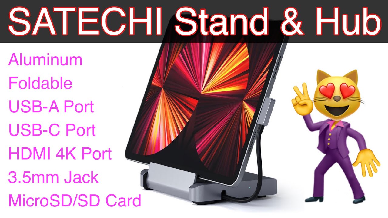 Satechi 2021 Aluminum Stand & USB-C Multi-Port Hub for iPad Pro | Turn Your Tablet to a Workstation!