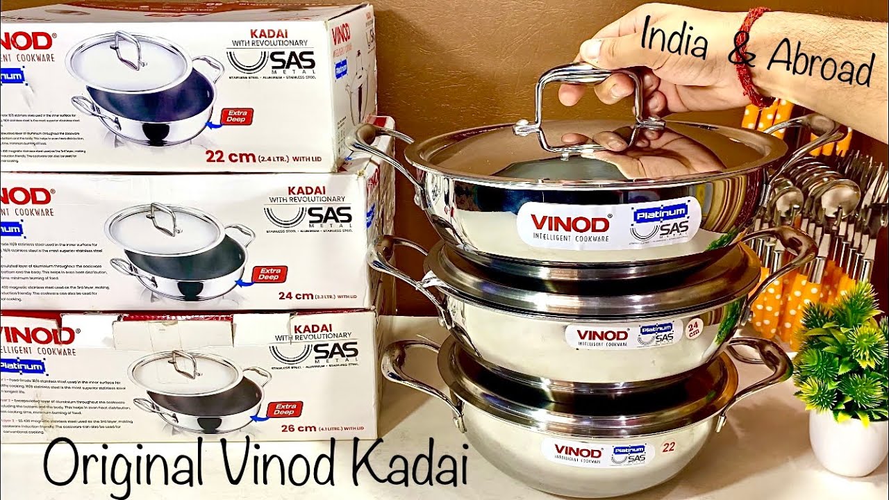 🙏Original Steel Kadai | Vinod Platinum Triply Steel Kadai- Extra Deep Kadai for Great Indian Kitchen