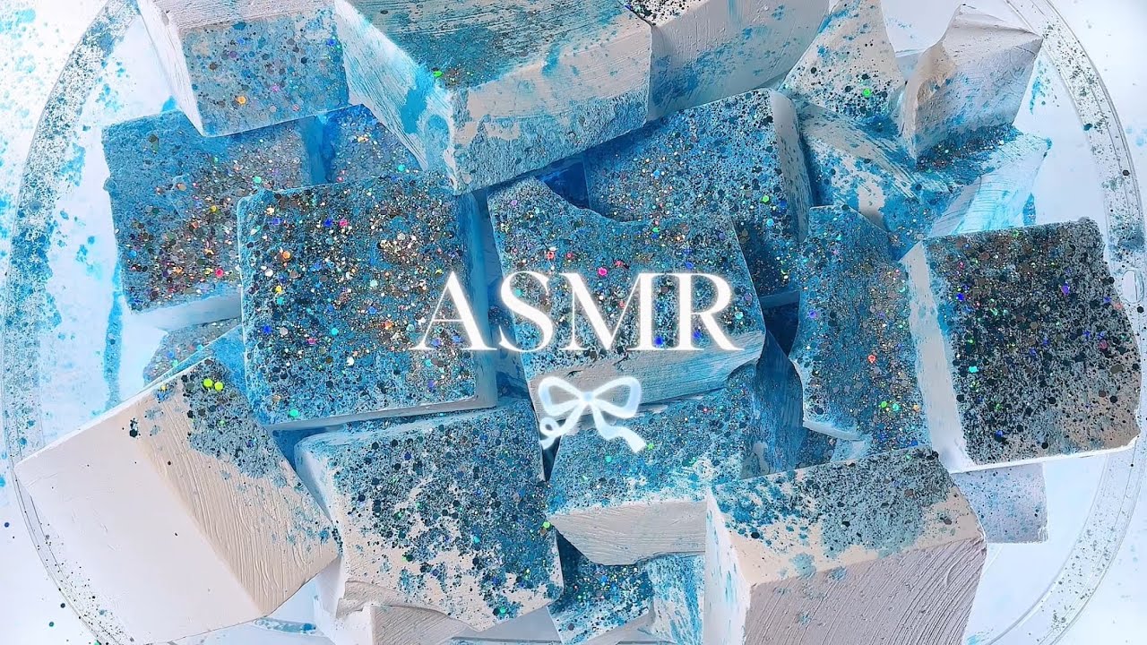 Gym Chalk ASMR | Brilliant Blue Powder&Glitter&Soft Fresh Chalk Crush | #asmr #gymchalk #asmrsounds