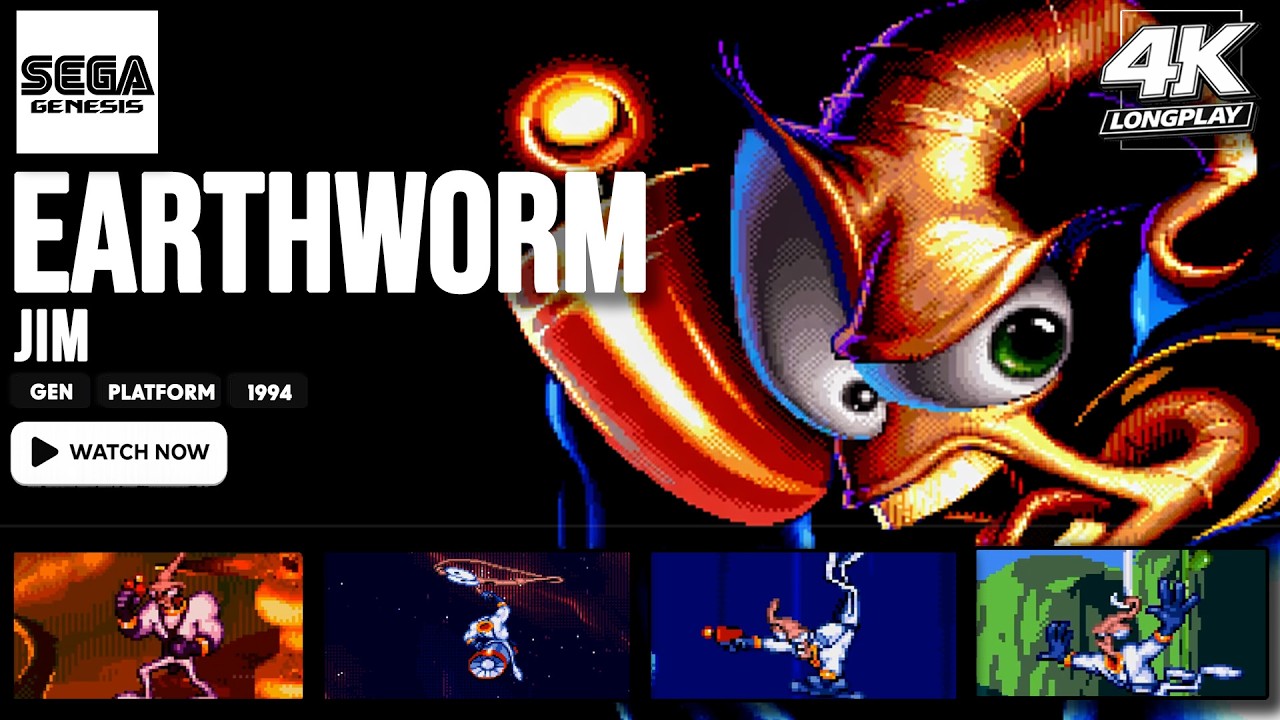 [SEGA Genesis Longplay] Earthworm Jim | Full Game Walkthrough | 4K
