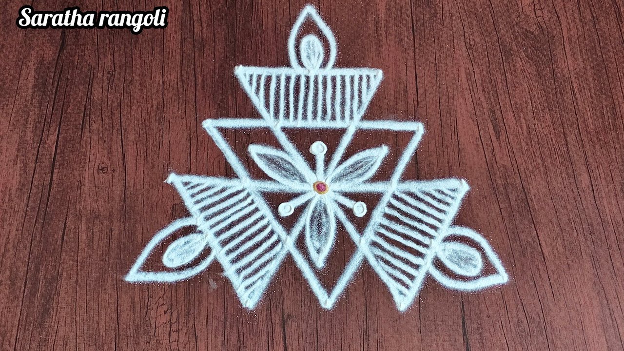 Easy rangoli design for beginers🌷simple diya muggulu designs🌷creative rangoli design🌷saratha rangoli