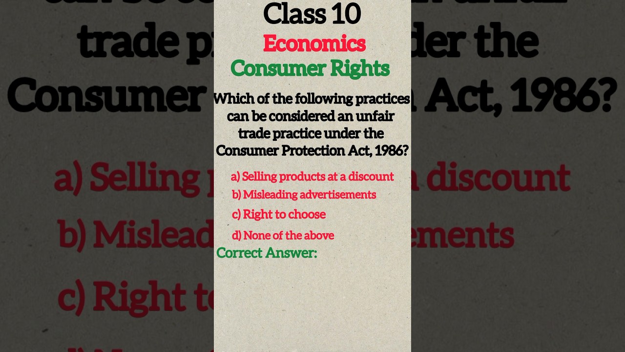 🔍 Unfair Trade Practices Explained! | Class 10 Economics | Consumer Rights MCQ 