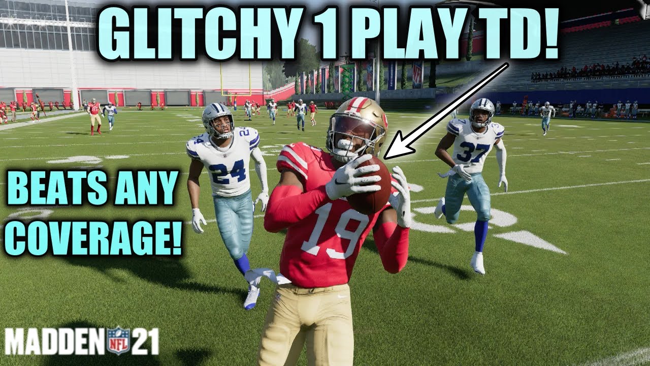 GLITCHY 1 PLAY TOUCHDOWN BEATS EVERY COVERAGE & DEFENSE! EASY SETUP! BEST MADDEN 21 MONEY PLAYS