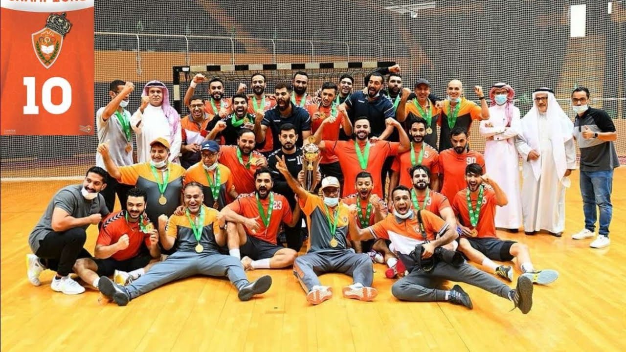 فرحة لاعبين نادي مضر بكأس الأمير سلطان بن فهد لكرة اليد🧡🏆