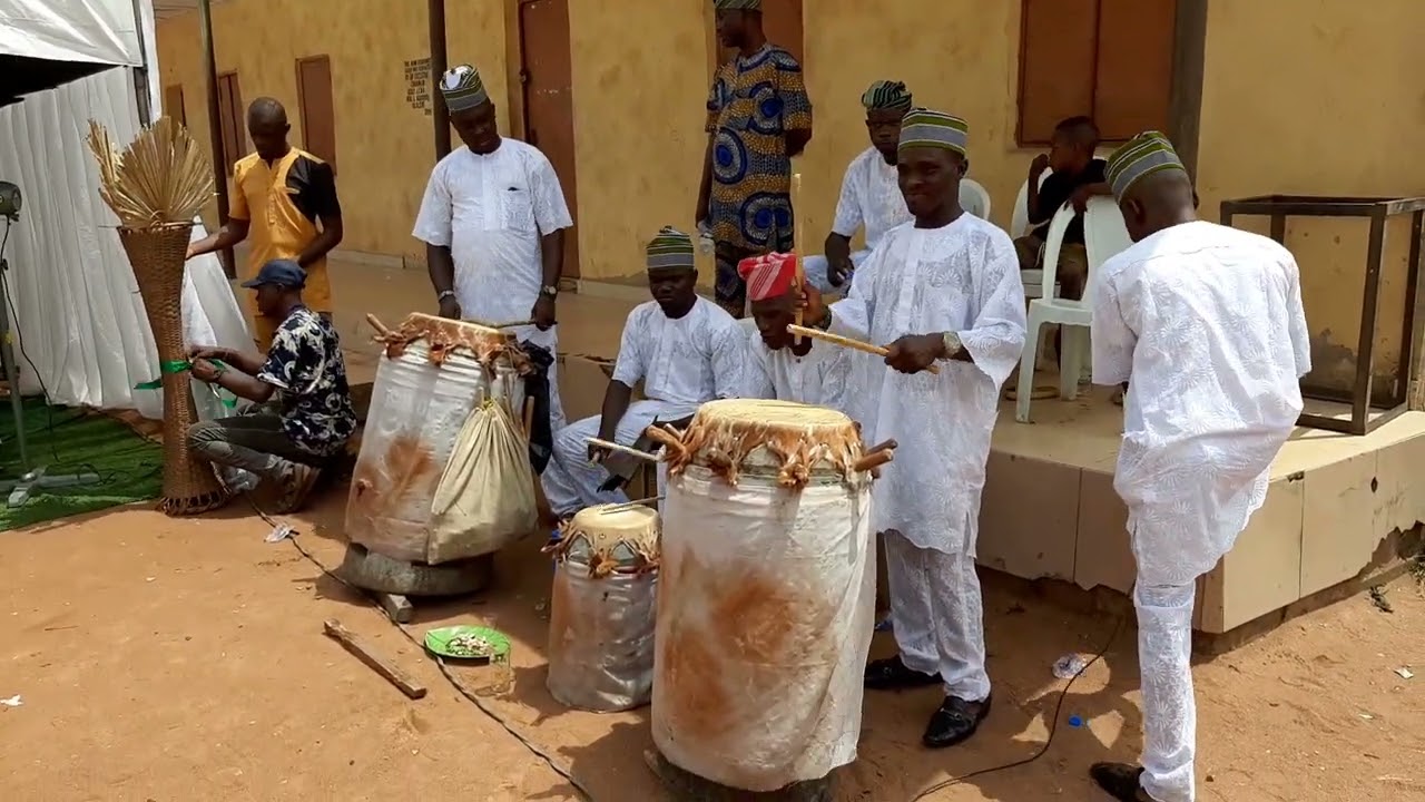 Awori Royal Band of Isolo, Lagos State, Nigeria With Their Gbedu drums.