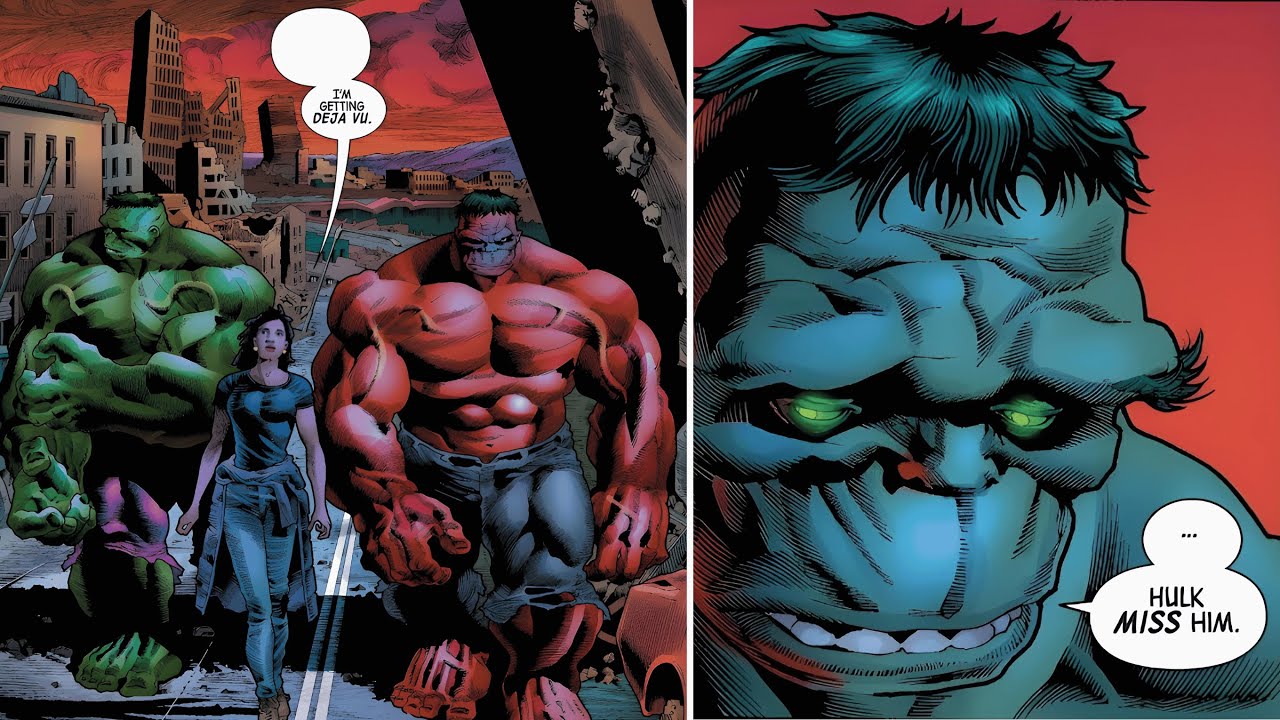 Green Hulk and Red Hulk Into The Ruins