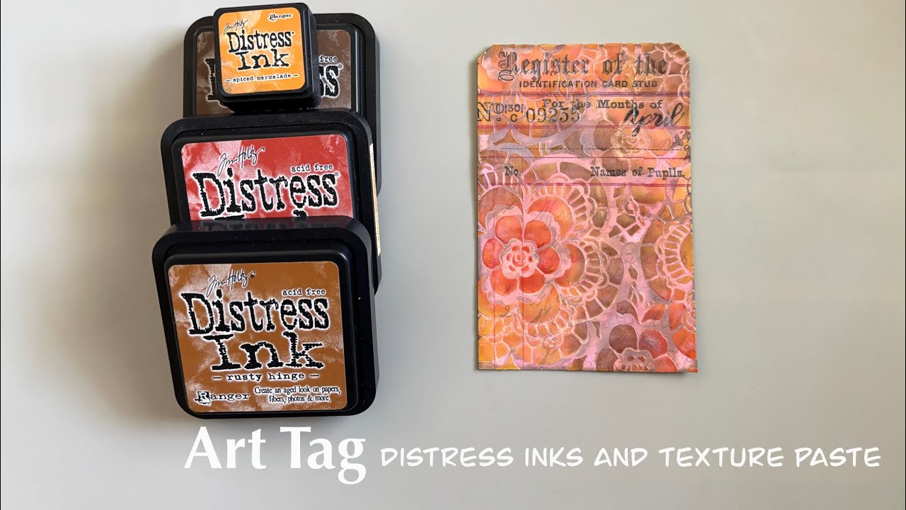 Art tag using distress inks and texture paste.