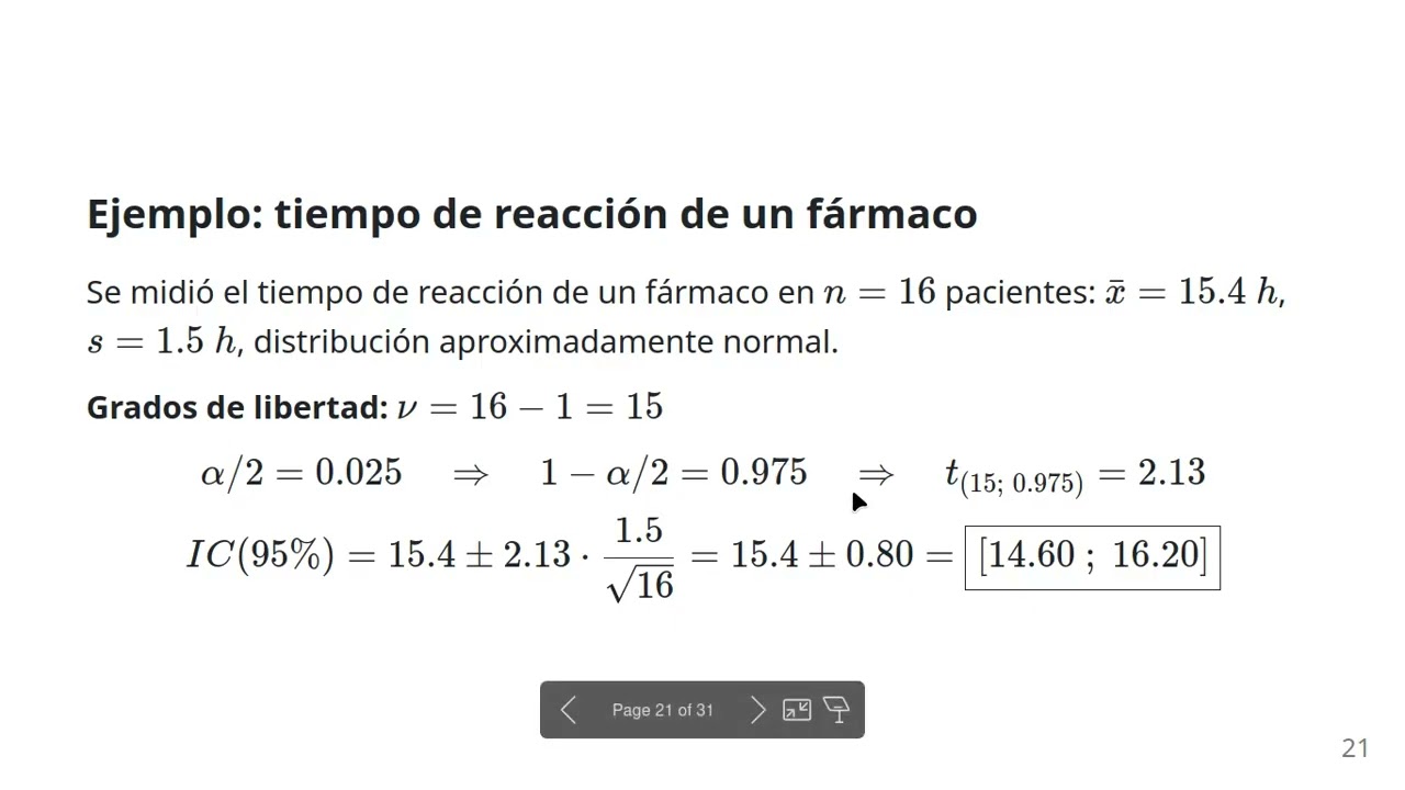 5- Estimacion de la Media Poblacional [04 - IC cuando n es menor que 30]