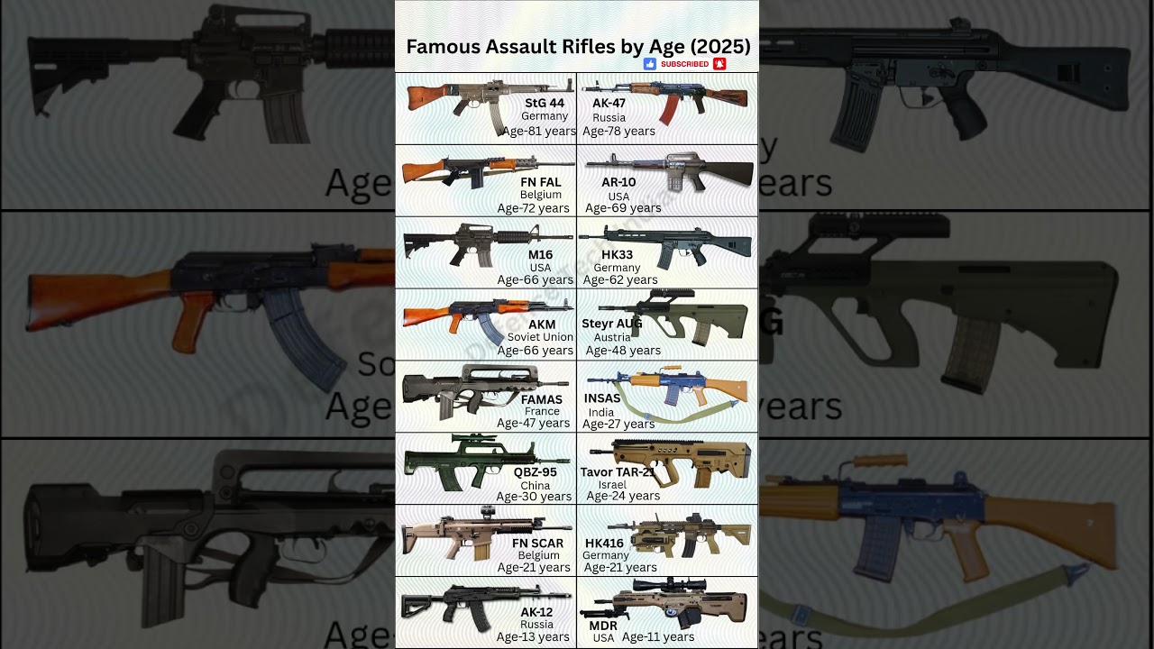 Famous Assault Rifles Ranked by Age (1944&ndash;2025) #shorts