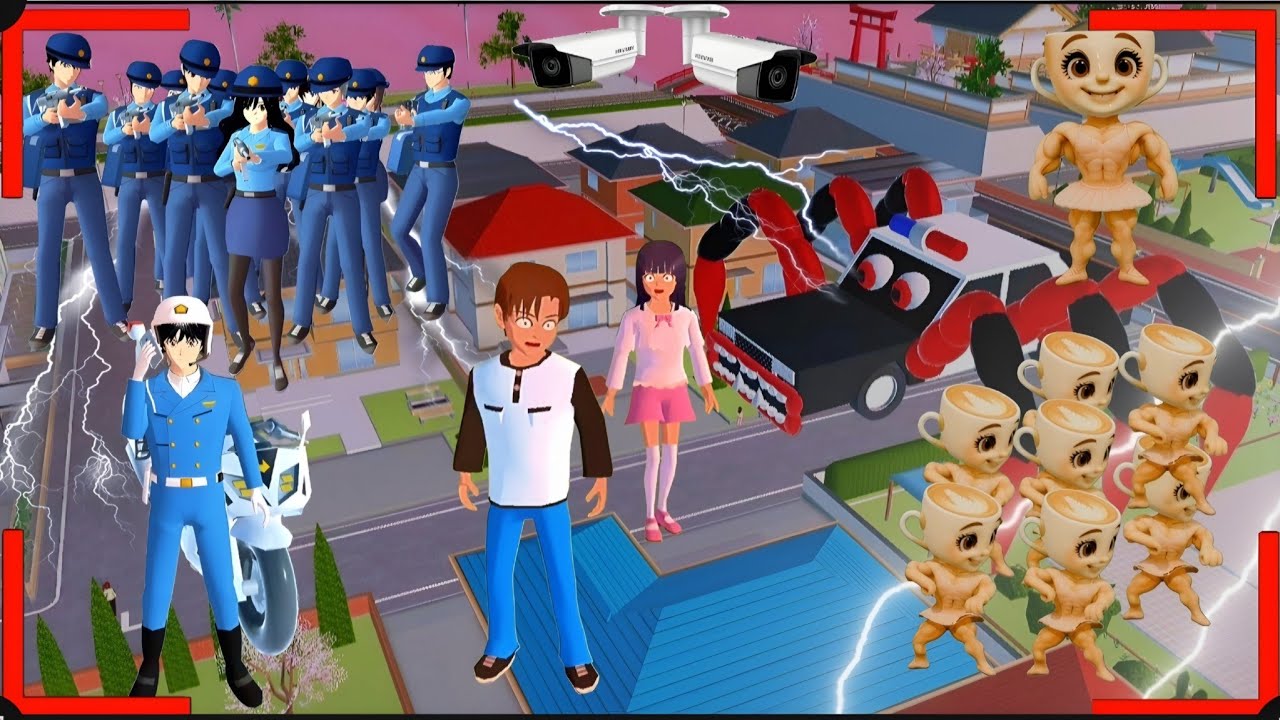 YUTA MIO PANIK CCTV merekam BALERRINA CAPUCHINNA DAN POLICE CAR EATER | SAKURA SCHOOL SIMULATOR