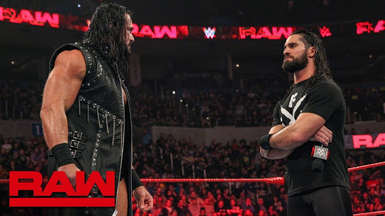 Сет Роллинс и Дрю Макинтайр обмениваются репликами перед матчем: Raw, 21 января 2019 г.