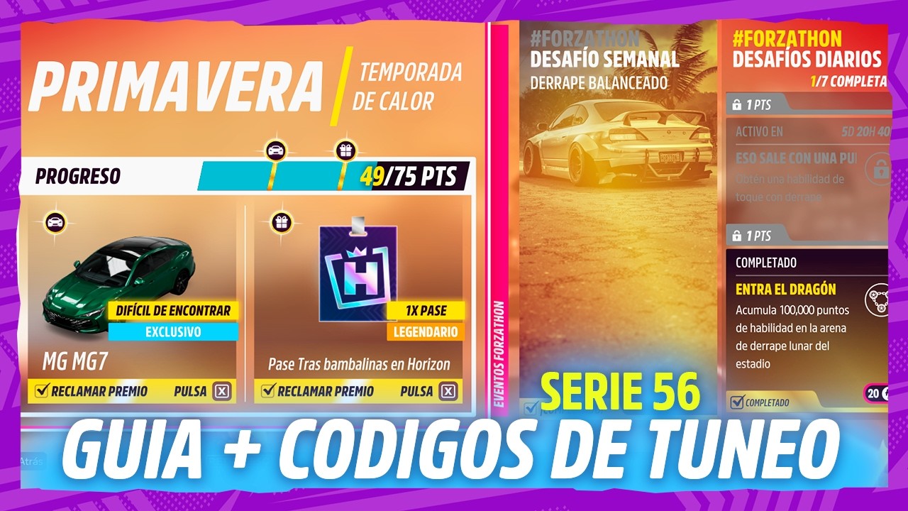 Como COMPLETAR los Desafios Semanales de PRIMAVERA Serie 56 Forza Horizon 5 Guia Completa
