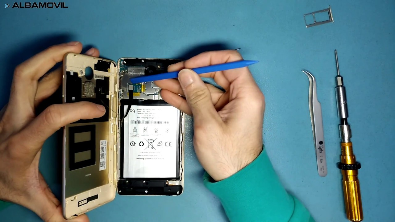 Desmontar bq U Plus - Reparar pantalla / Screen repair disassembly