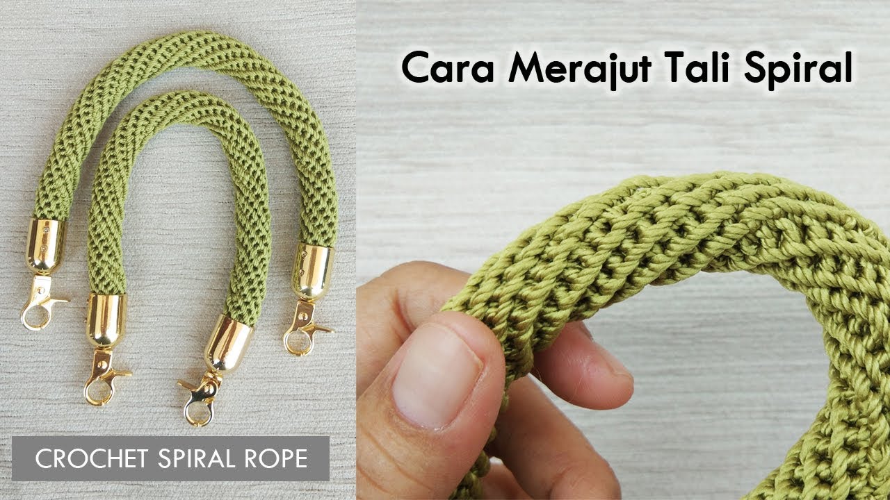 Tali Rajut Spiral : Crochet Spiral Rope and How To Attach The Hook (ENGLISH SUBTITLE)