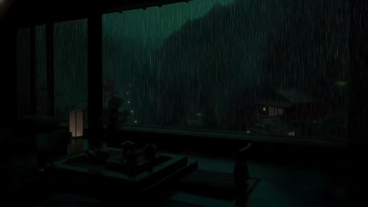 Steady Night Rain Creating a Peaceful Dark Room for Relaxation