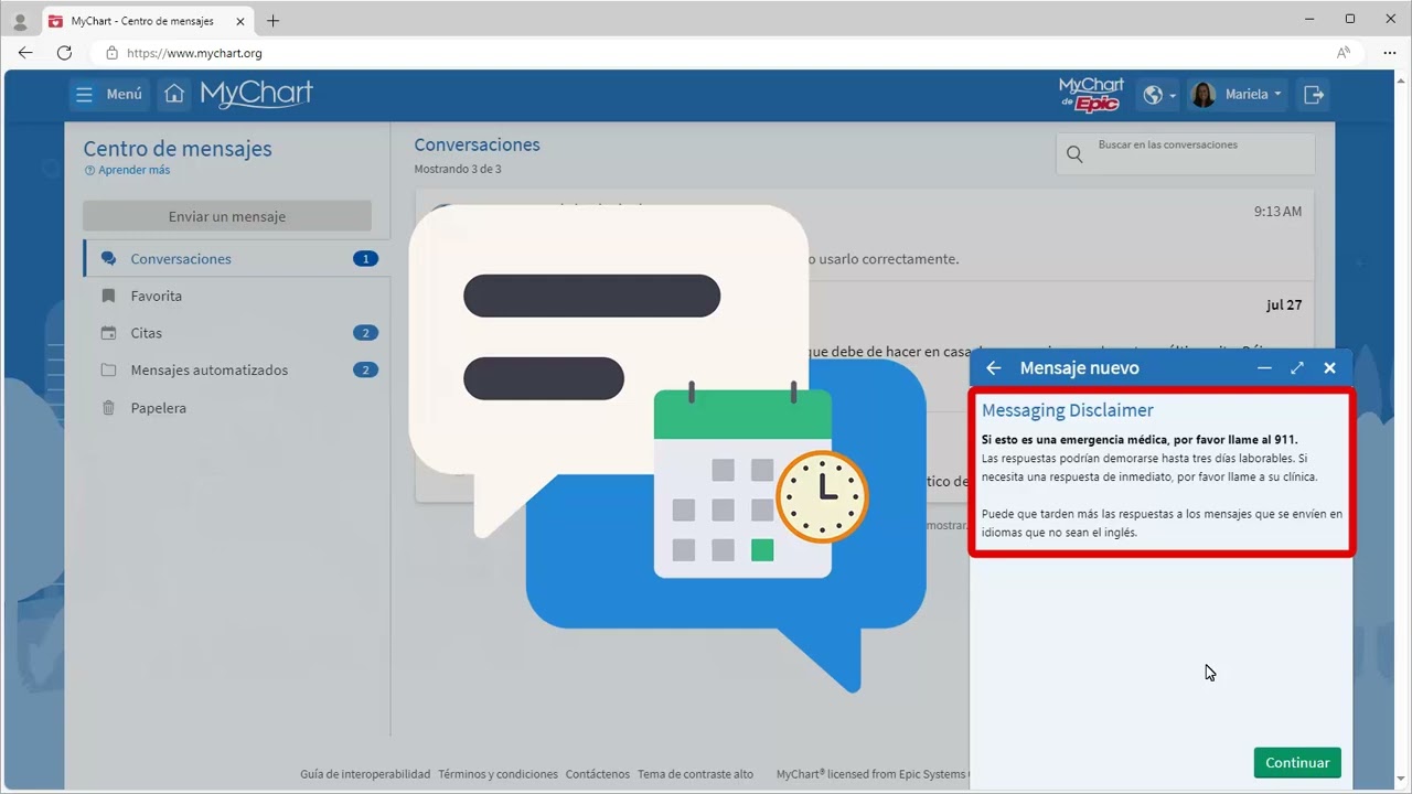 Mensajes en MyChart para la computadora