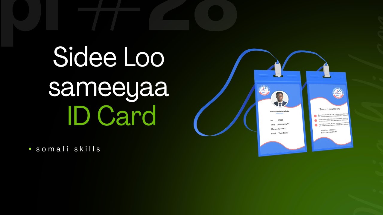 Sidee loo sameyaa Id Card Photoshop || how to create Id Card Ps