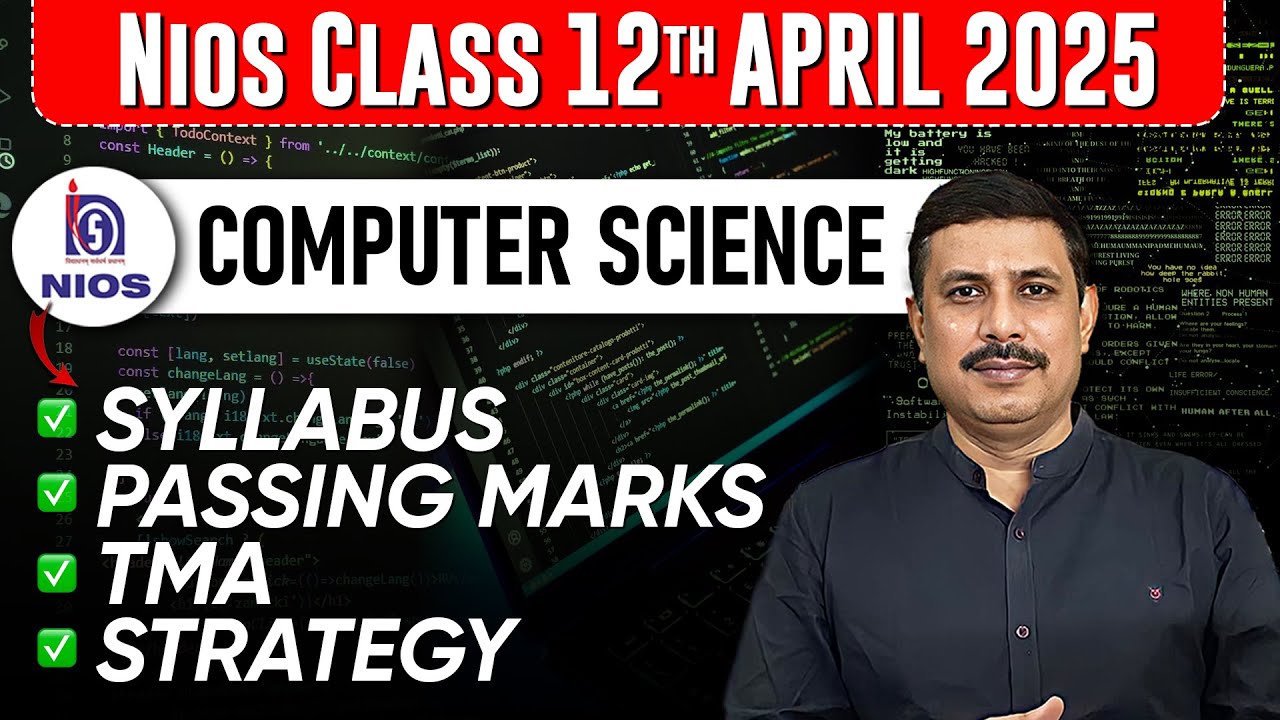 NIOS Class 12 Computer Science Syllabus for April 2025 Public Exam