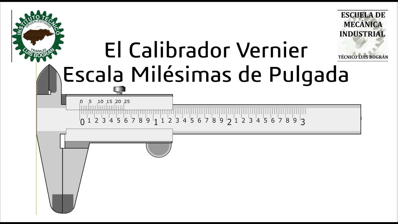 Calibrador Vernier Escala Milésimas de pulgada.