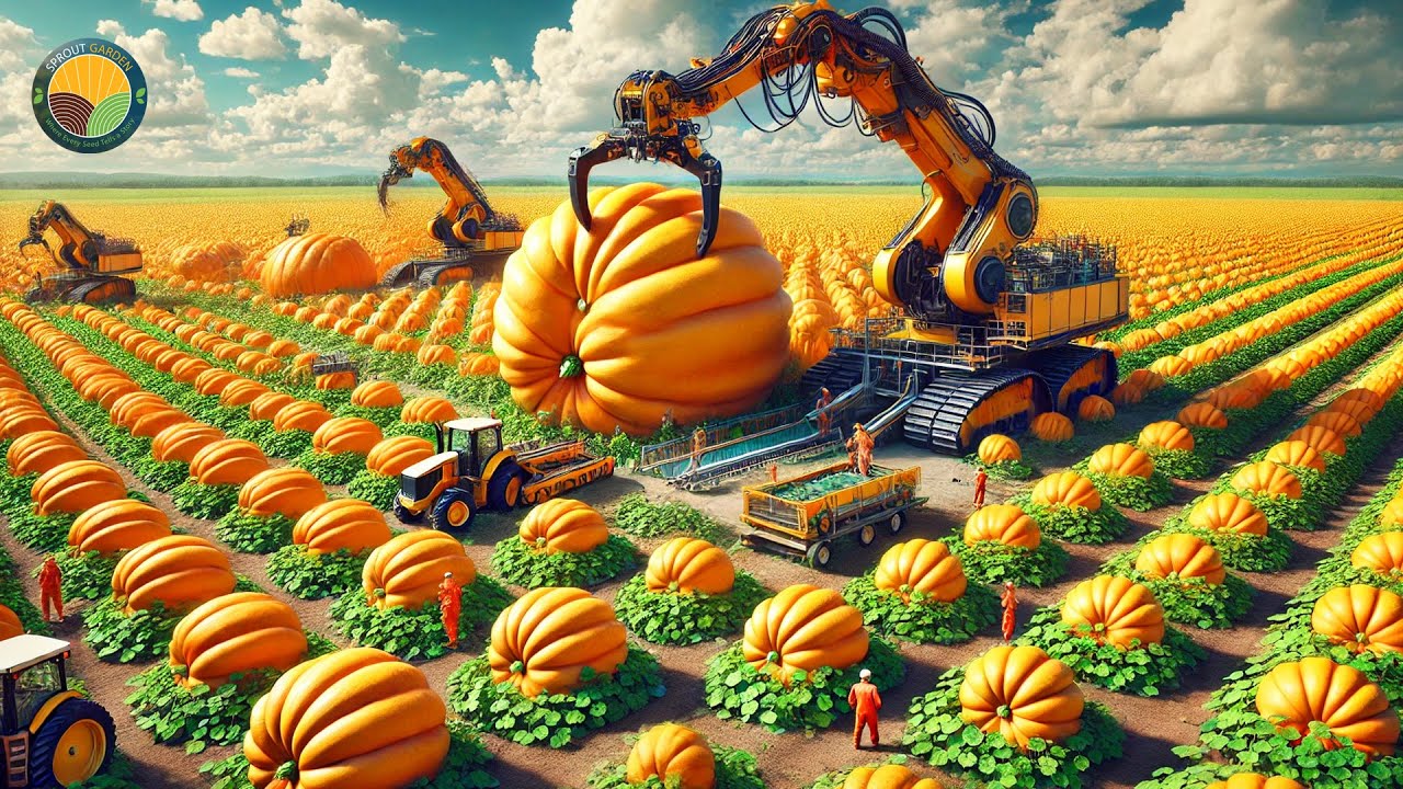 How Farmers Harvest Pumpkins: Pumpkin Rice Noodles Processing Factory | Farming Documentary