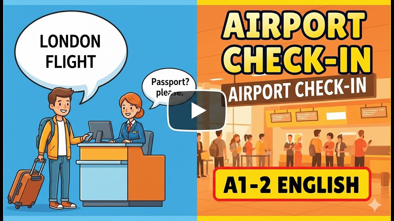 How to Check In at the Airport in English | Complete Step-by-Step Shadowing Practice (A1–A2)