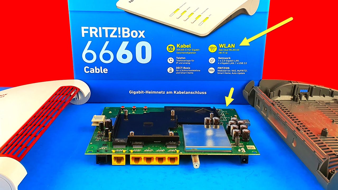 AVM 6660 CABLE: Antennen, Kabel-Modem, Innenleben: Fritzbox aufgeschraubt