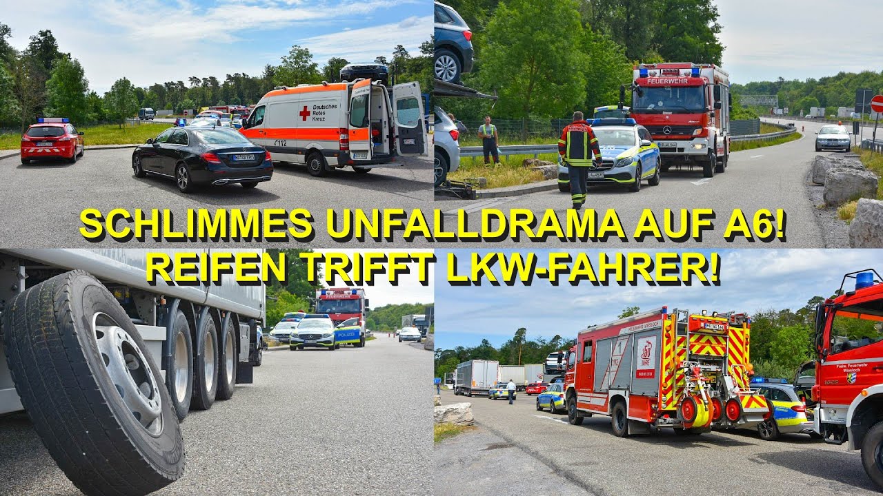++ UNFASSBARES DRAMA AUF A6 ++ REIFEN TRIFFT LKW-FAHRER, DIESER KOMMT UMS LEBEN ~ RETTER im EINSATZ