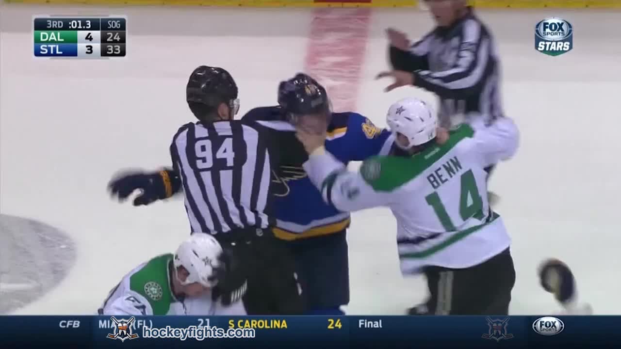 Jamie Benn vs David Backes Dec 27, 2014