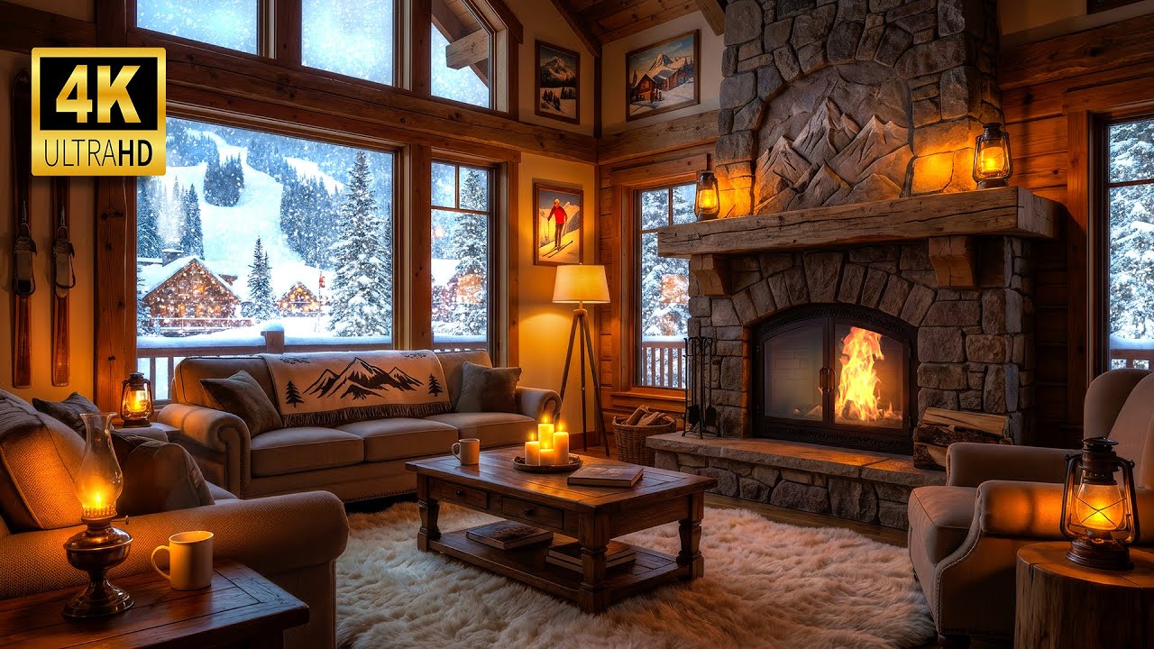 Cortina Ski Lodge Ambience 🇮🇹 Cozy Italian Alps Cabin & Fireplace [7 Hours]