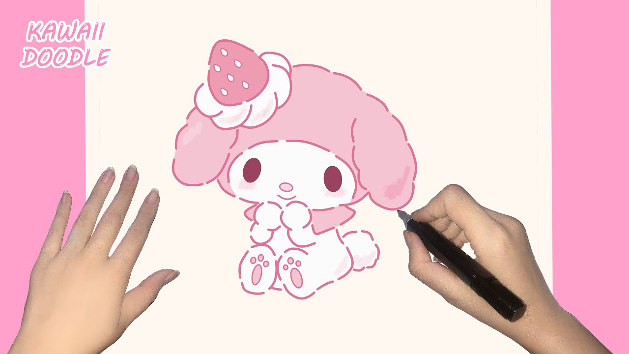 🌸КАК РИСОВАТЬ МИЛУЮ КЛУБНИЧКУ MY MELODY 🐰🩷~ ШАГ ЗА ШАГОМ ~ KAWAII DOODLE