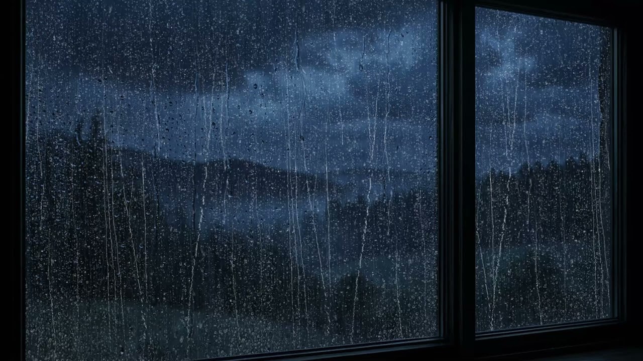 3 Hours Relaxing Piano Music with Rain Sounds for Sleeping - Rain Falling Outside the Warm Bedroom