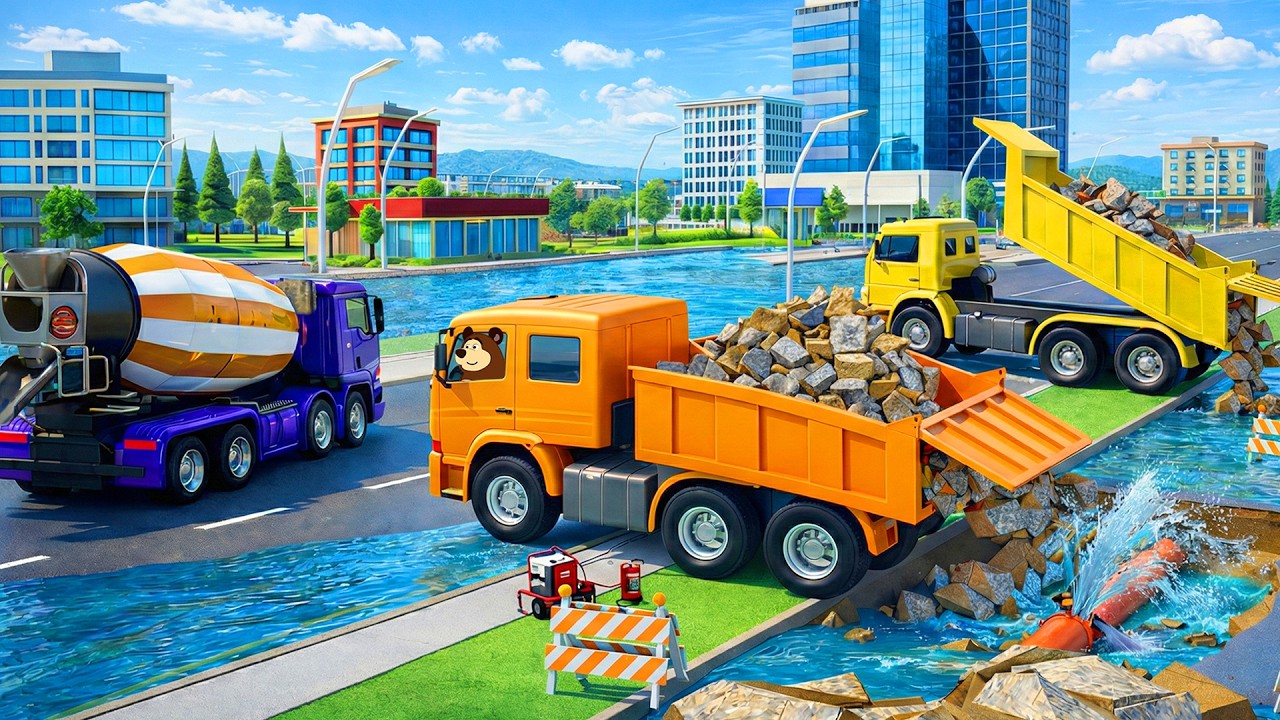 Farm Work Day 🚧💧🚜 | Road Repair & Water Pipe Replacement | Real Farm Animation