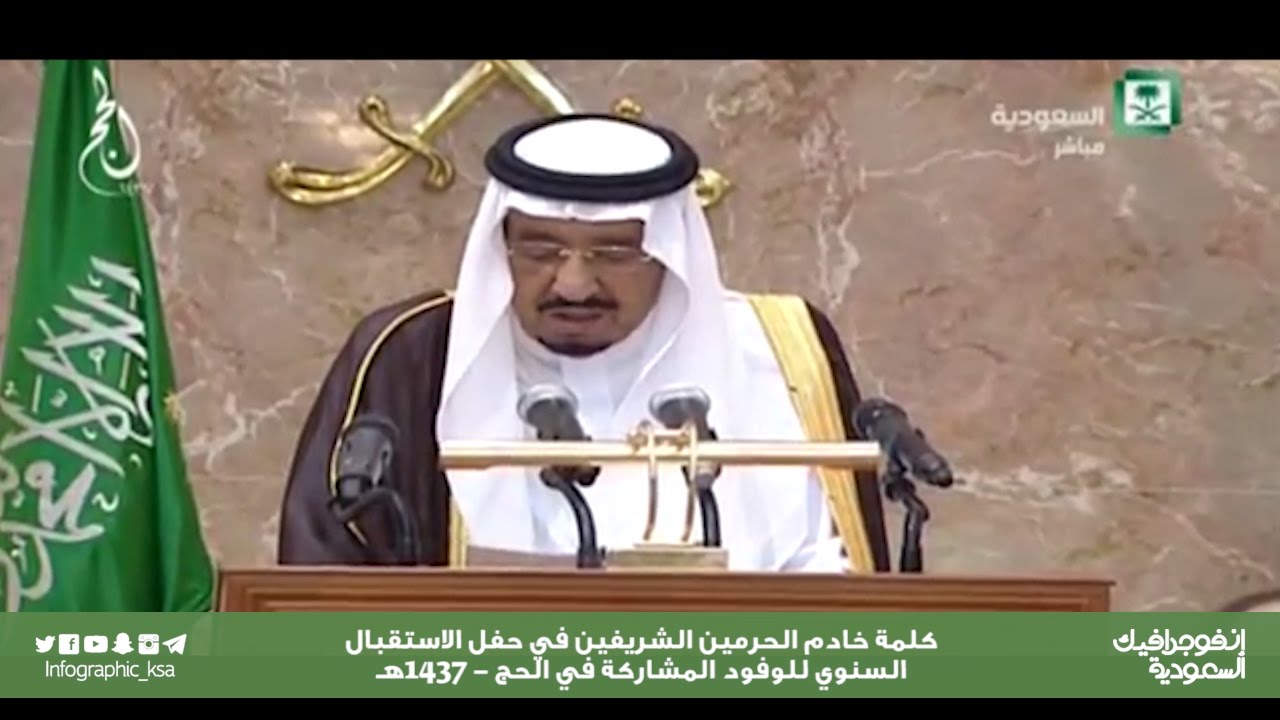 كلمة خادم الحرمين الشريفين الملك سلمان بن عبد العزيز للوفود المشاركة في الحج 1437هـ