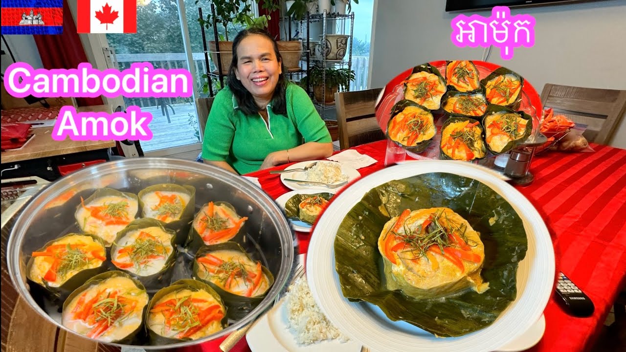 How to make Cambodian Amok with salmon # អាម៉ុកត្រីសាលម៉ុង