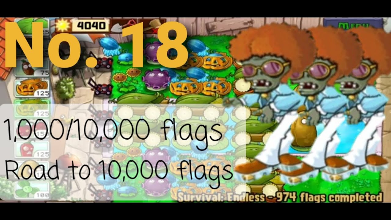Plants vs. Zombies Survival: Endless 974-1000 Flags | No Ladder and Umbrella Leaf | Android