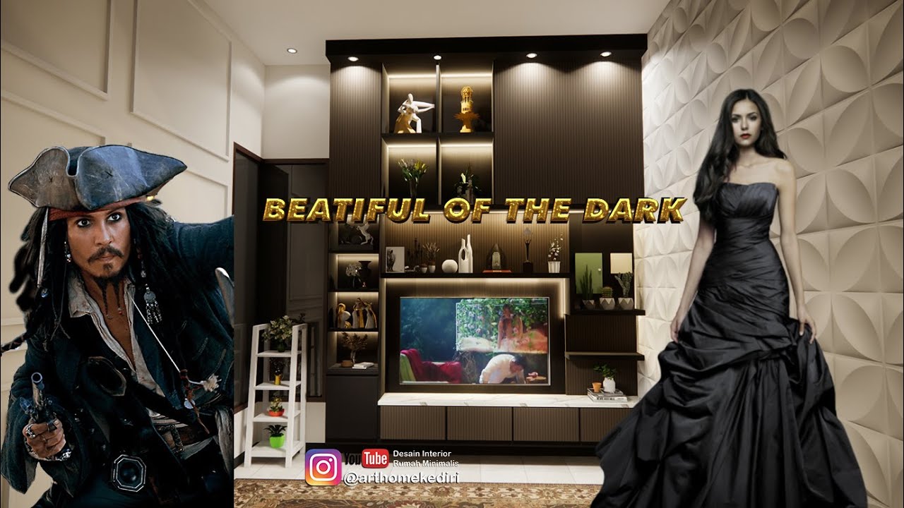 Interior Nganjuk-Wardrobe TV modern dg konsep Black Style Minimalis yang menawan & elegan.