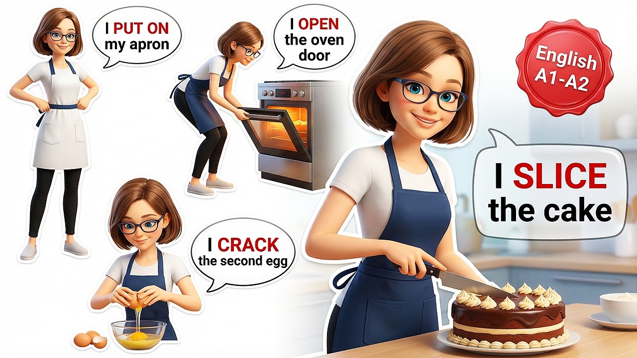Practice English Every Day 🗣️ | Beginner Baking Routine with Simple Sentences